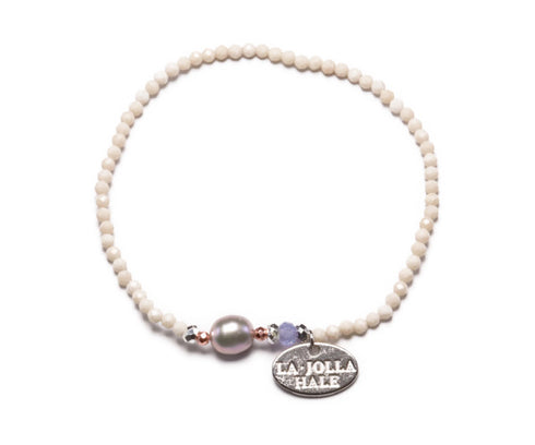 【美人鱼泪滴】珍珠 x 坦桑石 x 河卵石手链