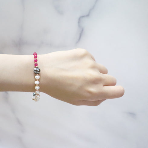 【ONLINE SHOP限定】【CLEAN UP】天地天珠×アコヤパール×水晶×人工ルビー ブレスレット