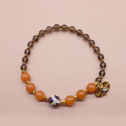 【对斋浦尔的渴望】玳瑁天珠 x 橙色东陵玉 x 烟晶手链