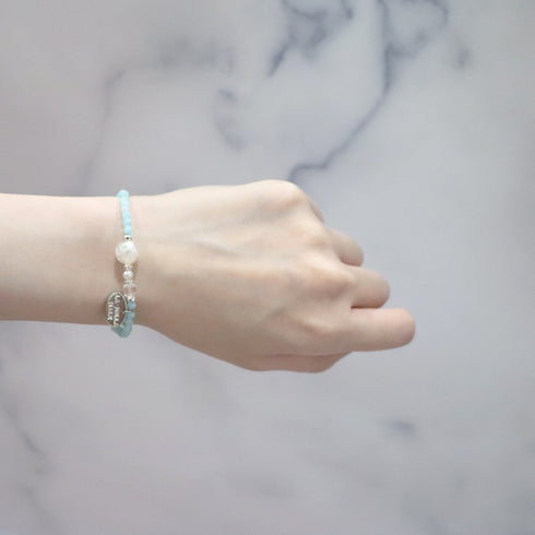 【Mermaid Teardrops】亀甲天珠×パール×水晶×アマゾナイト ブレスレット