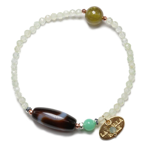 【ONLINE SHOP限定】【CLEAN UP】白蛇天珠×プレナイト×クリソプレーズ×グリーンガーネット ブレスレット