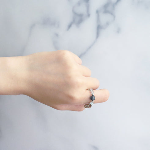 【Green Light Sunshine】ペリドット×アイオライト×ラブラドライト リング