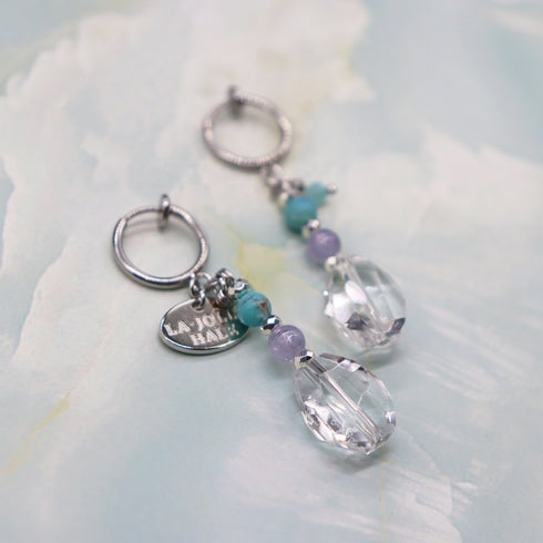 【Be Loved Turquoise】ターコイズ×水晶×タンザナイト イヤリング