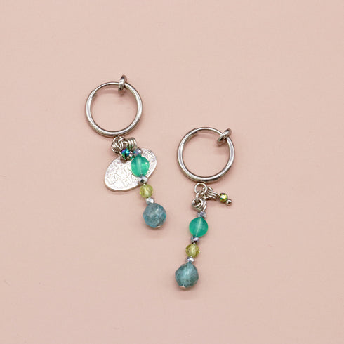 【绿光阳光】橄榄石 x 磷灰石 x 绿玛瑙耳环