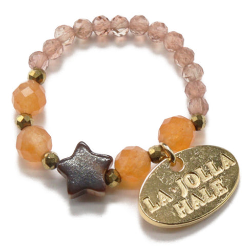 【Longing for Jaipur】オレンジアベンチュリン×マザーオブパール×アンダルサイト リング