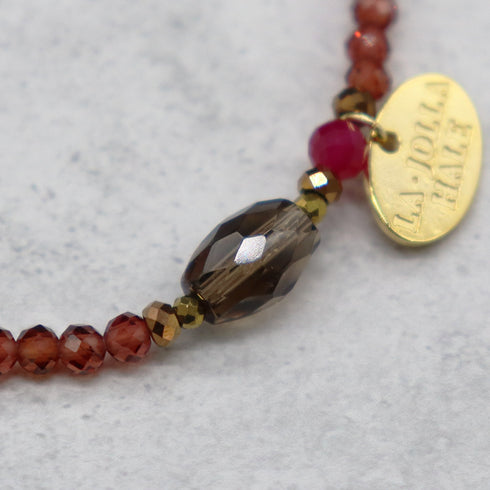 【・MA・YO・KE・】スモーキークォーツ×ガーネット×人工ルビー ブレスレット