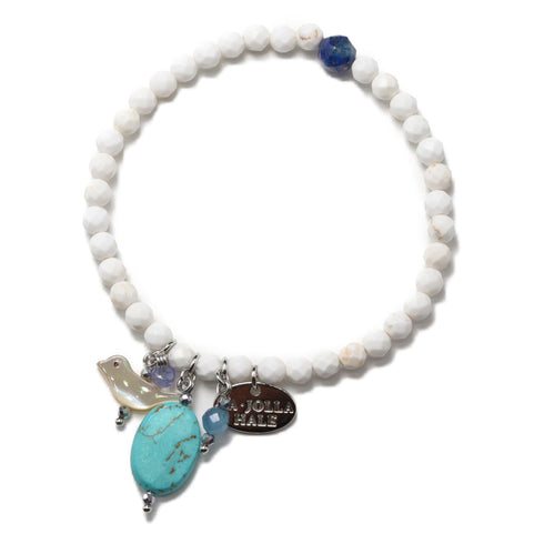 【Lovely Zoo】マグネサイト×マグネサイトターコイズ×マザーオブパール ブレスレット