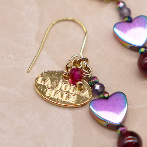 【Open the Jewelry Box!】ロードライトガーネット×アイオライト×マルチカラーヘマタイト ピアス