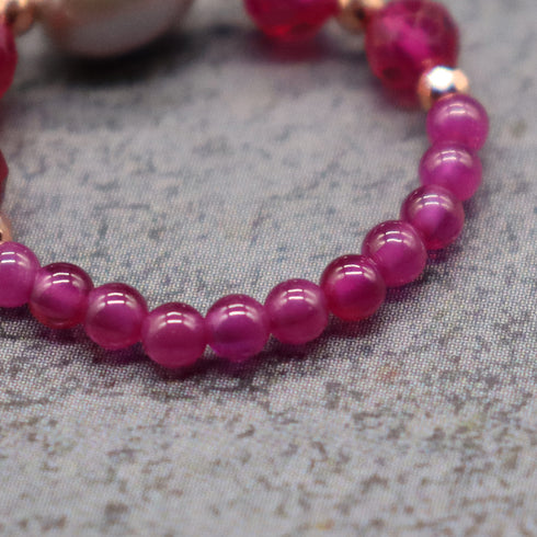 【Flames of Crimson】ルビー×人工ルビー×パール リング