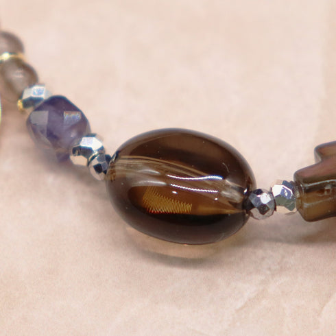 【Open the Jewelry Box!】グリーンガーネット×タンザナイト×ビアクォーツ×グレーオニキス ブレスレット