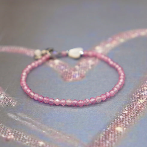 【粉色!粉色!粉色!】珍珠母贝、粉色托帕石和薰衣草色水蓝色光环手链