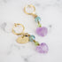 【Green Light Sunshine】ラベンダーアメシスト×ペリドット×グリーンアクアオーラ イヤリング