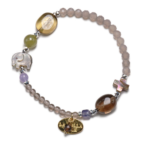 【Open the Jewelry Box!】グリーンガーネット×タンザナイト×ビアクォーツ×グレーオニキス ブレスレット