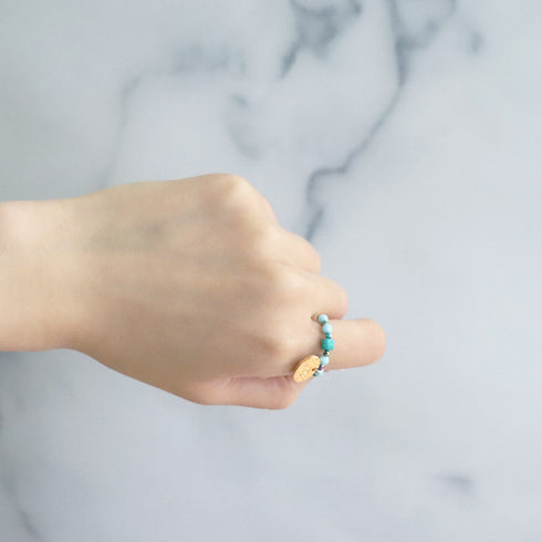 【Longing for Jaipur】オレンジアベンチュリン×マグネサイトターコイズ リング