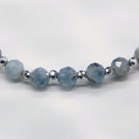 【Deep Sea Party】アクアマリン×スパイニーオイスターシェル×カイヤナイト ブレスレット