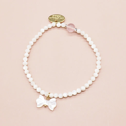 【盛开的粉色玫瑰】玫瑰石英×珍珠母贝×白贝壳手链