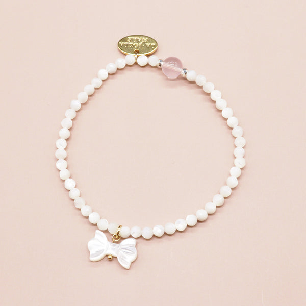 【盛开的粉色玫瑰】玫瑰石英×珍珠母贝×白贝壳手链