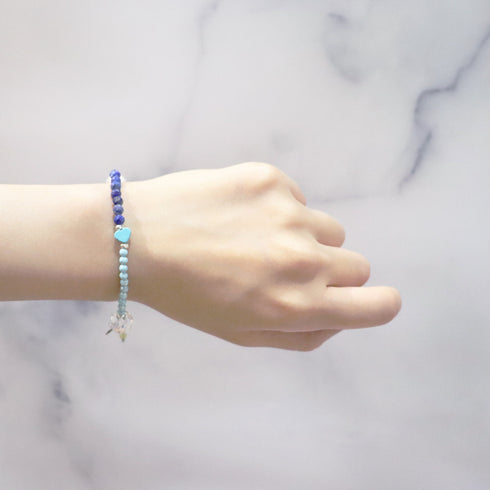 【Starry Sky Fragment】水紋天珠×ラピスラズリ×ジルコニア×水晶 ブレスレット