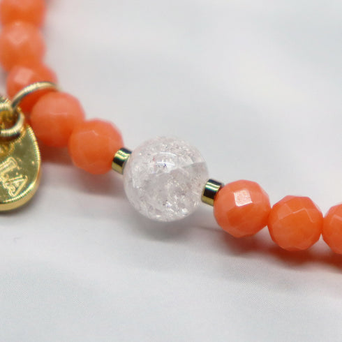 【Lovely Zoo】マザーオブパール×コーラル×クラック水晶 ブレスレット