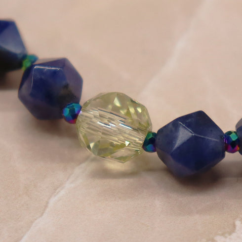 【绯红之焰】合成红宝石 x 柠檬石英 x 方钠石手链