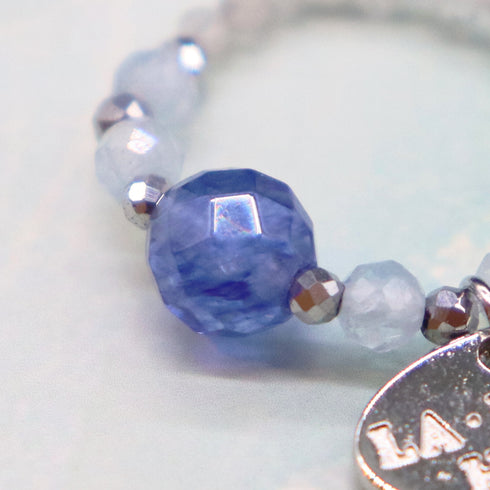 【Deep Sea Party】アクアマリン×ブルーベリークォーツ×ラブラドライト リング