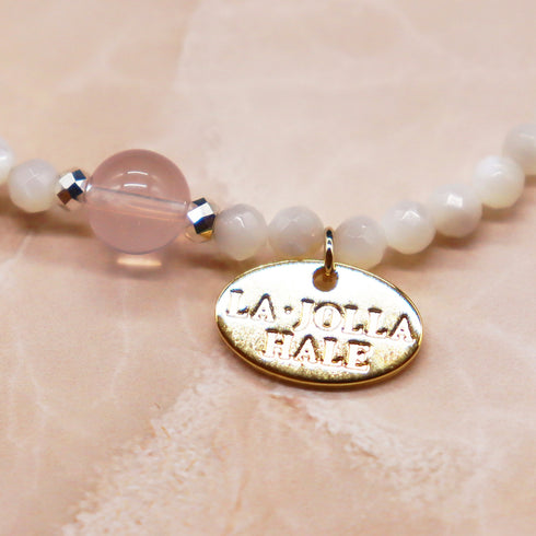 【盛开的粉色玫瑰】玫瑰石英×珍珠母贝×白贝壳手链