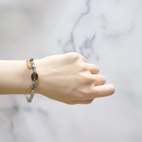 【Open the Jewelry Box!】グリーンガーネット×タンザナイト×ビアクォーツ×グレーオニキス ブレスレット