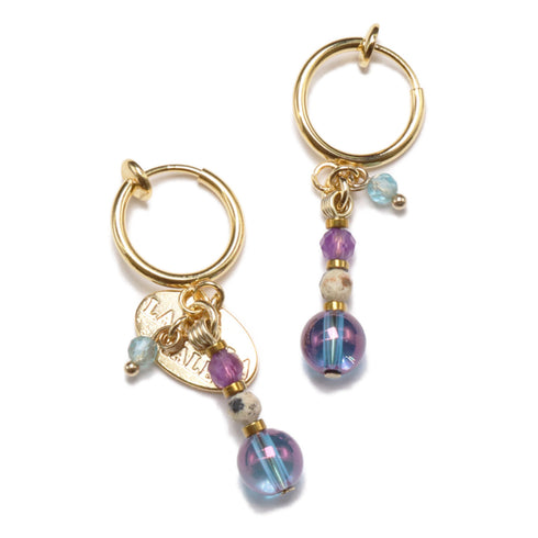 【Moon Lady Amethyst】アメシスト×ダルメシアンジャスパー×コスモオーラ イヤリング