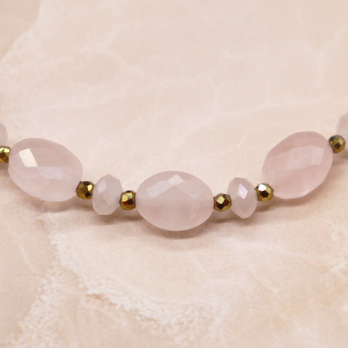 【Blooming Pink Roses】ローズクォーツ×スパイニーオイスターシェル ブレスレット