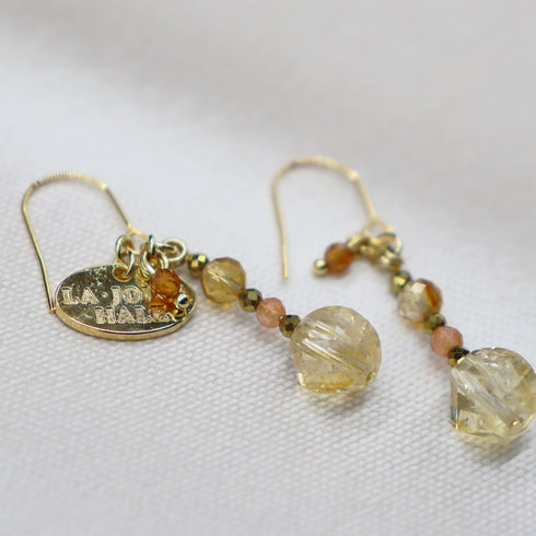 【Like a Honey Candy】シトリン×サンストーン ピアス