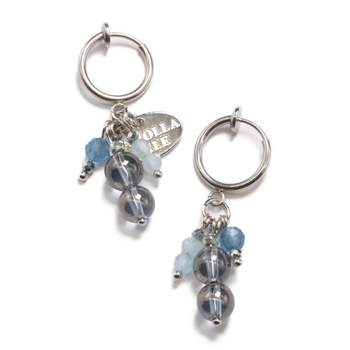 【Deep Sea Party】アクアマリン×シルバーオーラ イヤリング