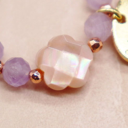 【闪耀如星尘】水晶 x 粉色贝壳 x 薰衣草紫水晶戒指