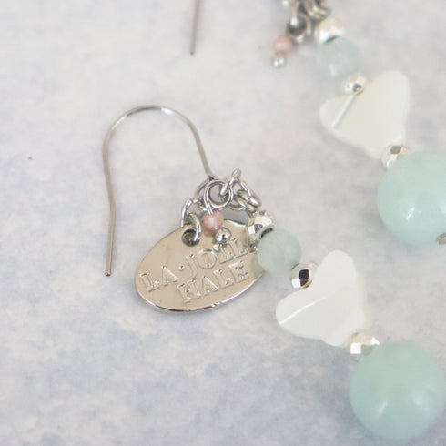 【Deep Sea Party】アクアマリン×マザーオブパール×アマゾナイト ピアス