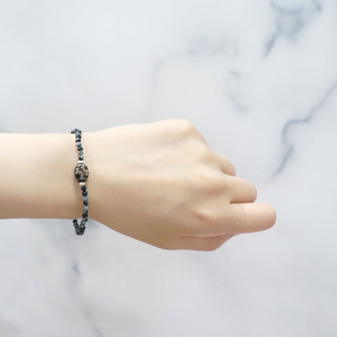 【Lovely Zoo】賽瓶天珠×ブラックシェル×スノーフレークオブシディアン ブレスレット