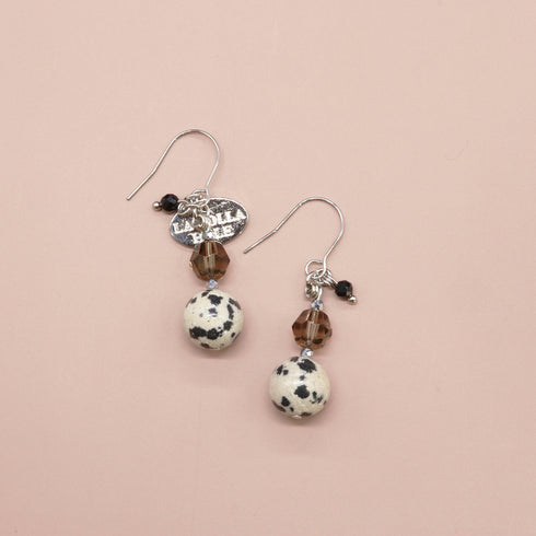 【・MA・YO・KE・】スモーキークォーツ×ダルメシアンジャスパー ピアス