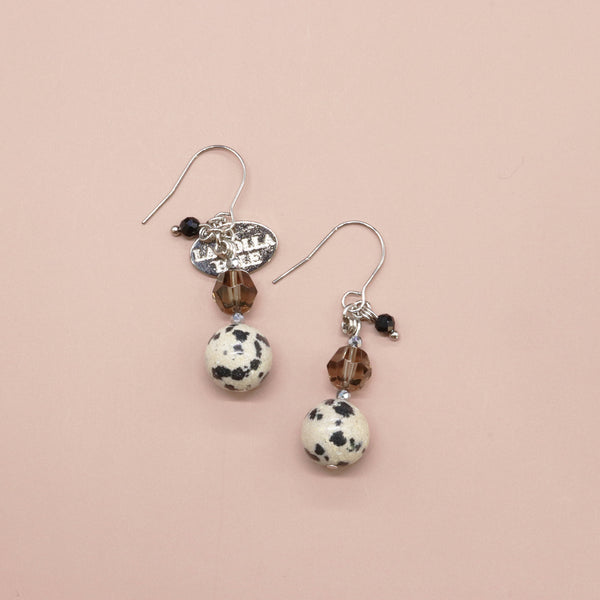 【・MA・YO・KE・】スモーキークォーツ×ダルメシアンジャスパー ピアス