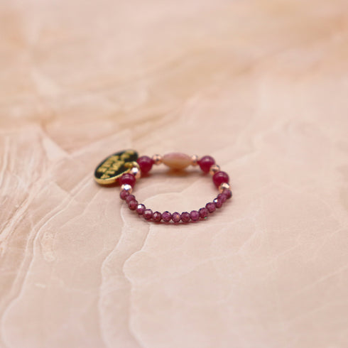 【Flames of Crimson】ピンクシェル×人工ルビー×ガーネット