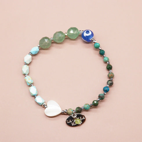 【Longing for Jaipur】三眼天珠×グリーンアベンチュリン×クリソコラ ブレスレット