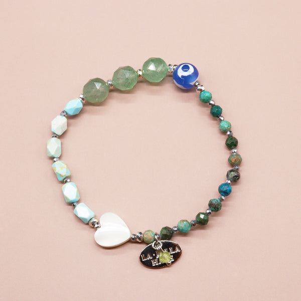 【Longing for Jaipur】三眼天珠×グリーンアベンチュリン×クリソコラ ブレスレット