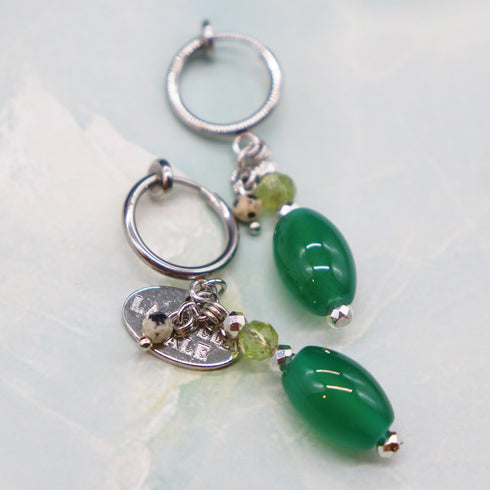 【绿光阳光】橄榄石 x 绿玛瑙耳环