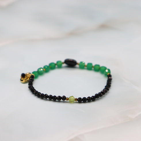 【绿光阳光】橄榄石 x 绿玛瑙 x 缟玛瑙手链