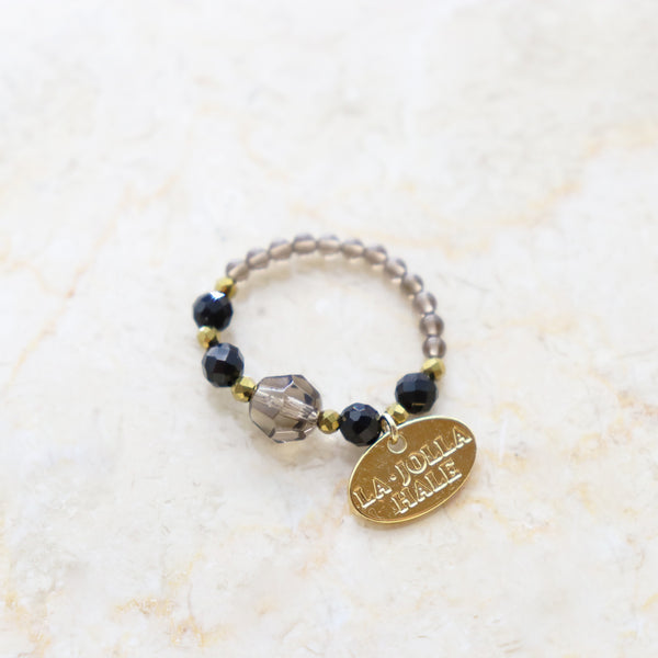 【・MA・YO・KE・】スモーキークォーツ×オニキス リング