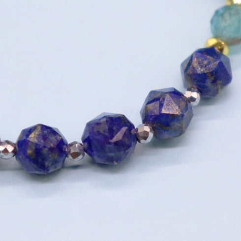 【Starry Sky Fragment】亀甲天珠×ラピスラズリ×アバロニシェル×スモーキークォーツ ブレスレット