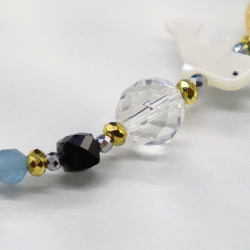 【可爱动物园】水波纹天珠 x 海蓝宝石 x 锆石 x 珍珠母贝手链