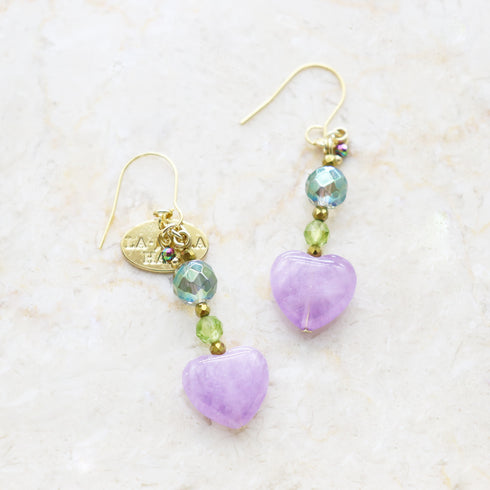 【Green Light Sunshine】ラベンダーアメシスト×ペリドット×グリーンアクアオーラ ピアス