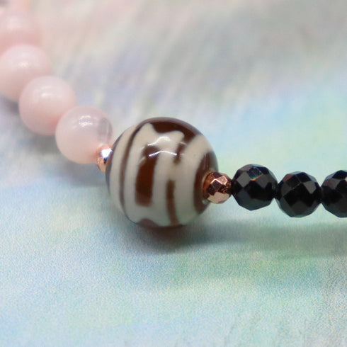 【ONLINE SHOP限定】【CLEAN UP】天地天珠×ローズクォーツ×ブラックスピネル×ピンクサファイヤ ブレスレット