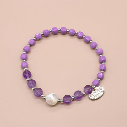 【Moon Lady Amethyst】亀甲天珠×アメシスト×フォスフォシデライト ブレスレット