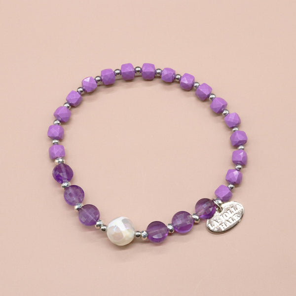 【Moon Lady Amethyst】亀甲天珠×アメシスト×フォスフォシデライト ブレスレット