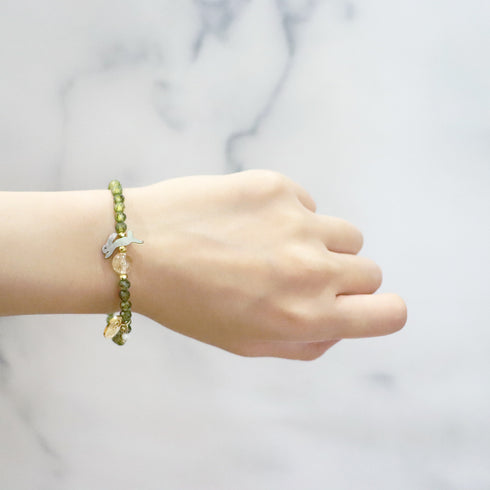 【Otsukimi Bracelet】ブラックシェル×シトリン×ジルコニア ブレスレット