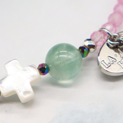 【・EN・GI・RI・】亀甲天珠×プレナイト×トパーズ×タンザナイト×シェル ブレスレット